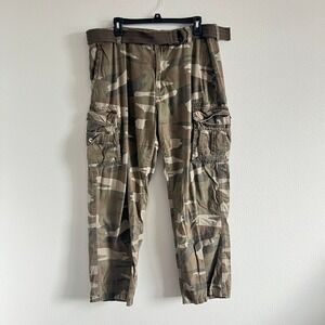Y2K Iron Co. Green Camo Cargo Pants 38/30 Gorpcore Utility Skater Streetwear